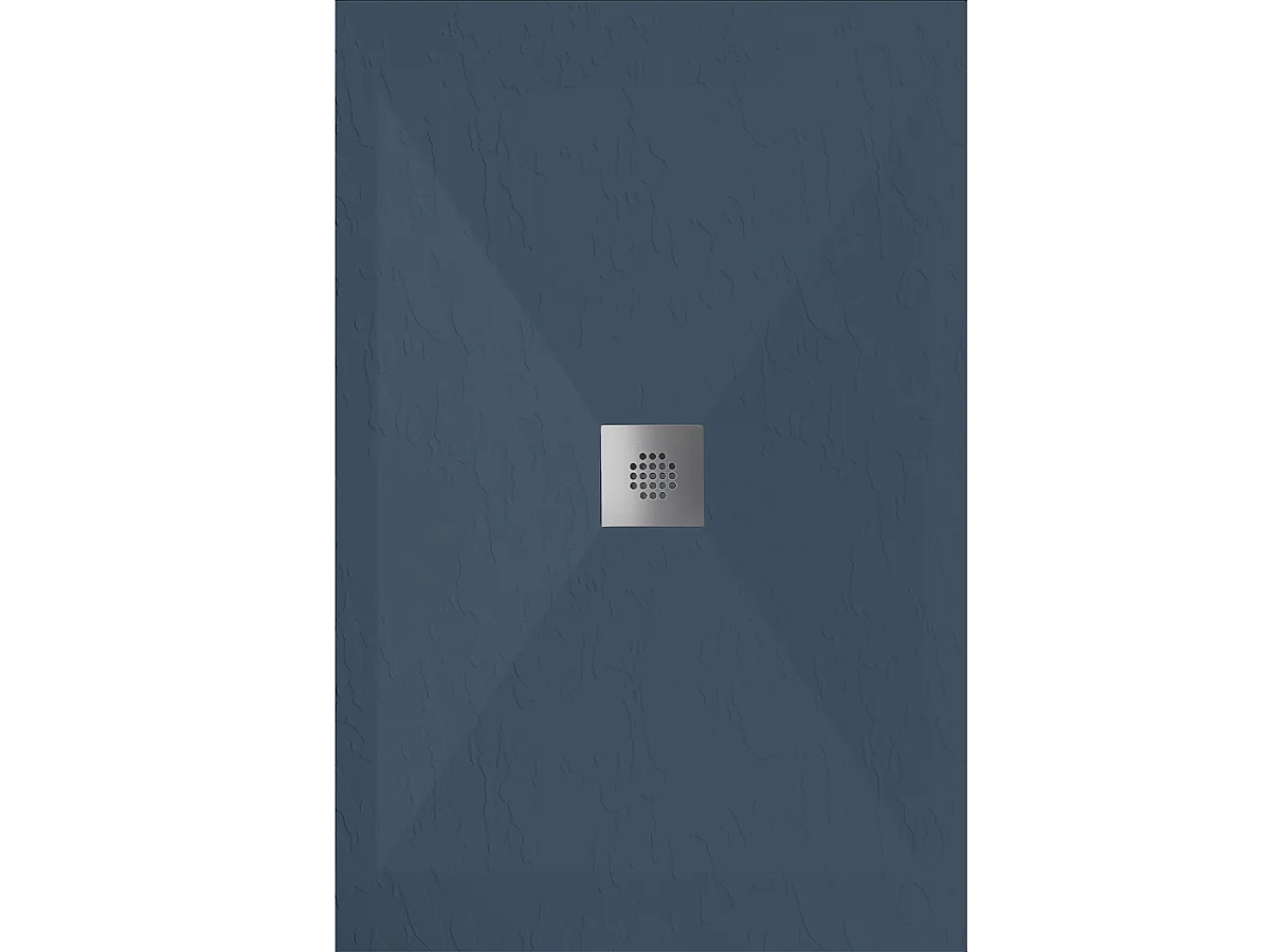 Mineralguss-Duschwanne extra flach DEXA Schieferoptik ANTHRAZIT 70x90 cm  Ablaufschutz in Chrom