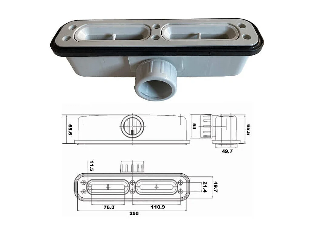 Receveur de douche 80x110cm extra plat LUX en résine surface ardoisée anthracite