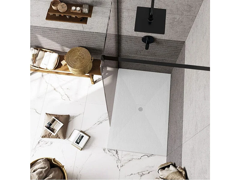Plato de ducha pizarra DEXA NEGRO  80x80 cm rejilla inox