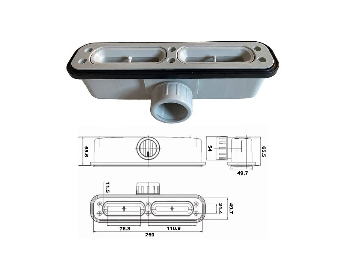 Plato de ducha resina LUX NEGRO  70x150cm rejilla inox Rejilla acero inox.