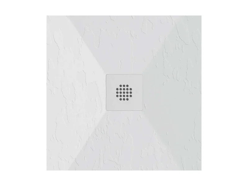 Mineralguss-Duschwanne extra flach DEXA Schieferoptik WEIß 80x90 cm
