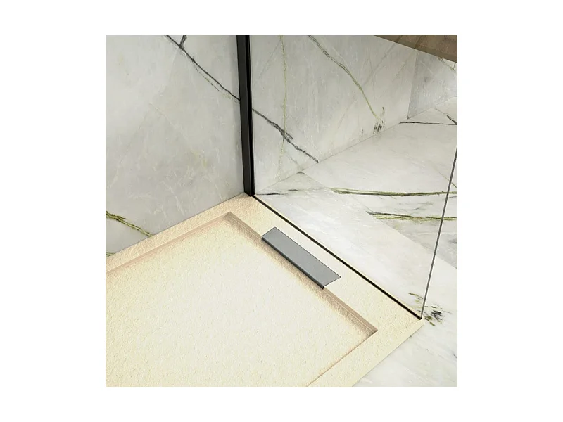Plato de ducha resina LUX CREMA  70x130cm rejilla inox