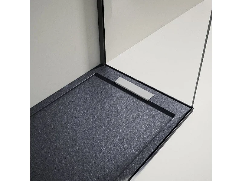 Plato de ducha resina LUX antracita  70x120cm rejilla acero inox.
