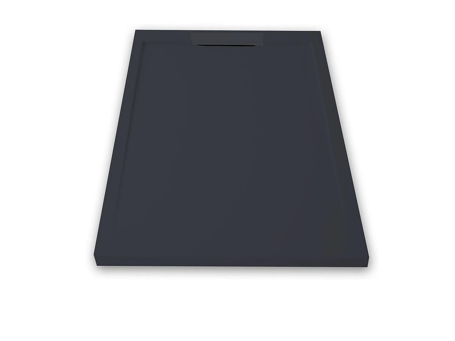 Mineralguss-Duschwanne extra flach LUX Schieferoptik anthrazit 70x130cm Edelstahl in gleicher Farbe Auslaufschutz in Farbe