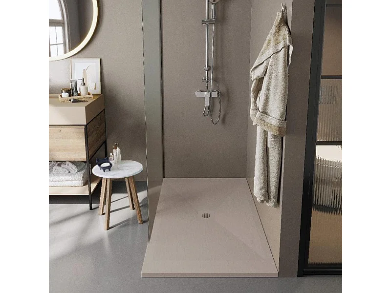 Plato de ducha pizarra DEXA crema  90x190 cm rejilla color