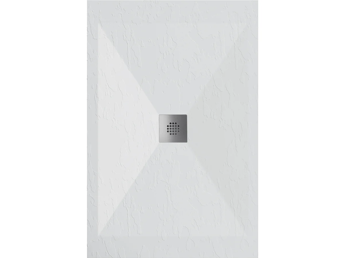 Plato de ducha pizarra DEXA blanco  70x90 cm rejilla acero inox.
