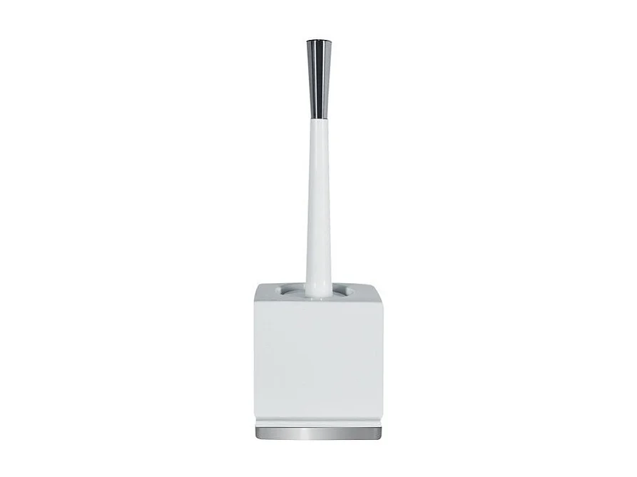 Brosse Wc avec support Porcelaine ROMA Blanc & Argent Spirella