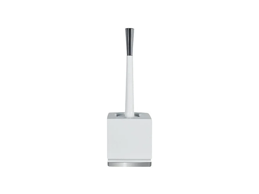 Brosse Wc avec support Porcelaine ROMA Blanc & Argent Spirella