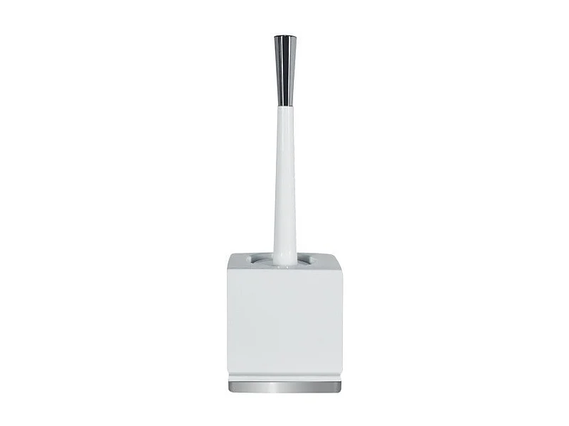 Brosse Wc avec support Porcelaine ROMA Blanc & Argent Spirella