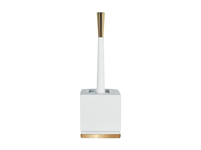 Brosse Wc avec support Porcelaine ROMA Blanc & Or Spirella
