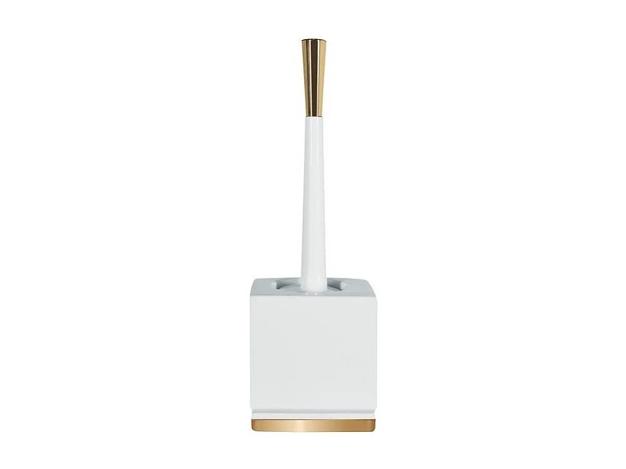 Brosse Wc avec support Porcelaine ROMA Blanc & Or Spirella