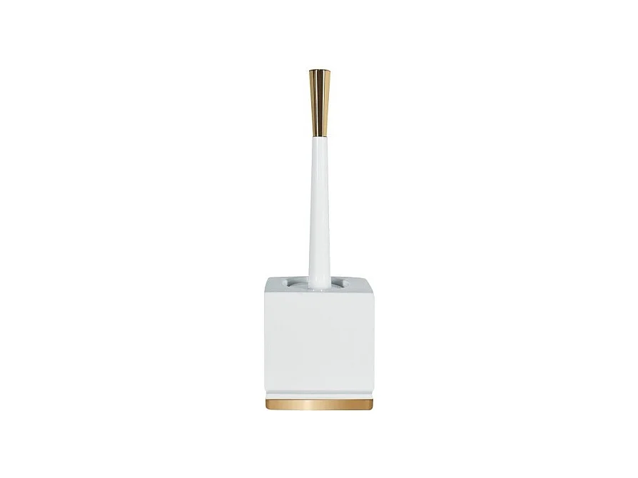 Brosse Wc avec support Porcelaine ROMA Blanc & Or Spirella