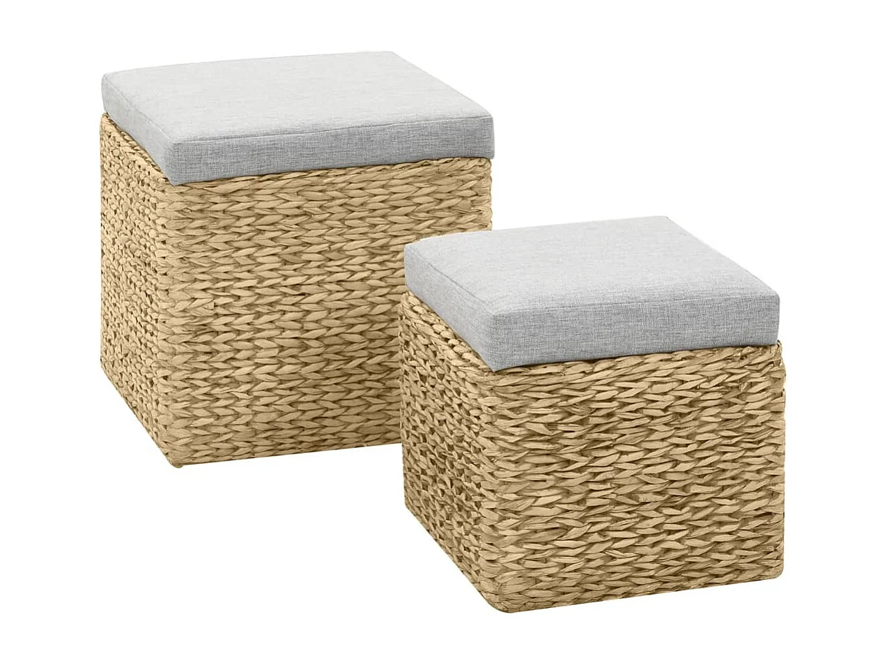 Conjunto de otomanas 2 piezas hierba marina gris