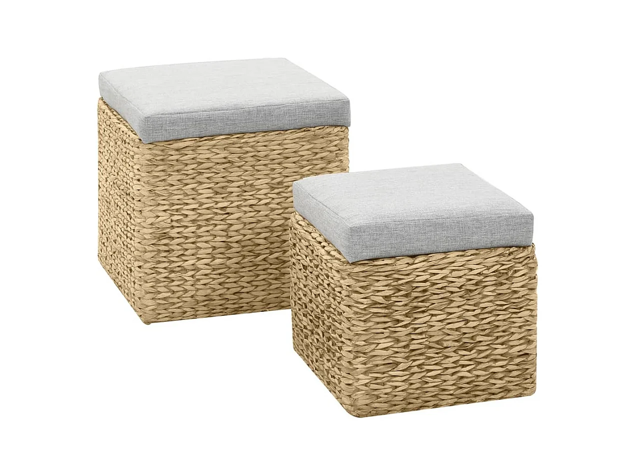Set Pouf 2 pz in Giunco Grigio