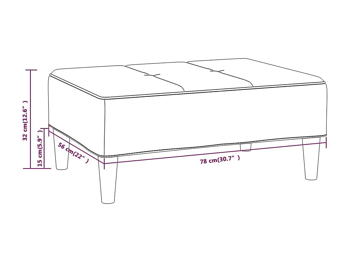 Repose-pied Vert 78x56x32 cm Tissu