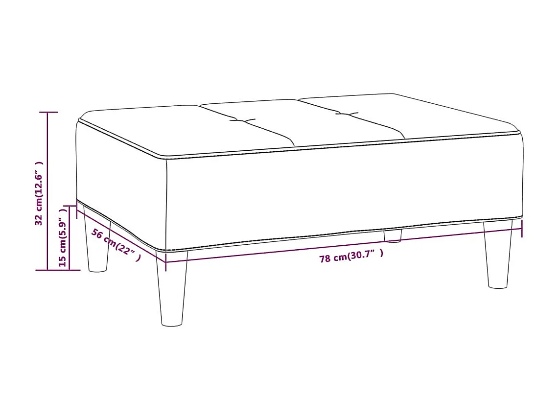 Poggiapiedi Nero 78x56x32 cm in Tessuto