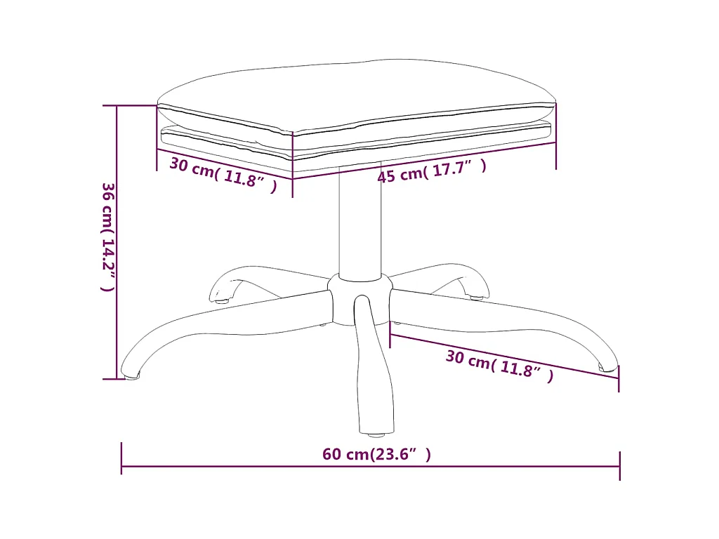 Voetenbank 60x60x36 cm microvezelstof bruin