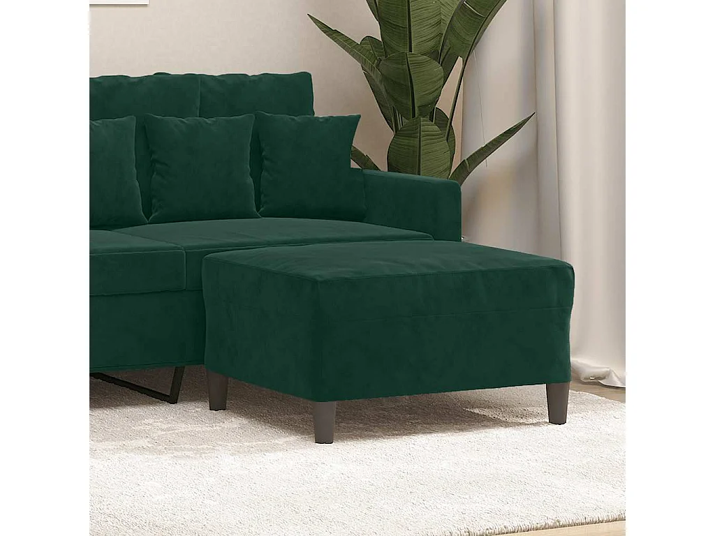 Reposapiés de terciopelo verde oscuro 70x55x41 cm