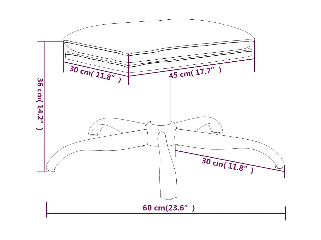 Fußhocker Braun 60x60x36 cm Stoff