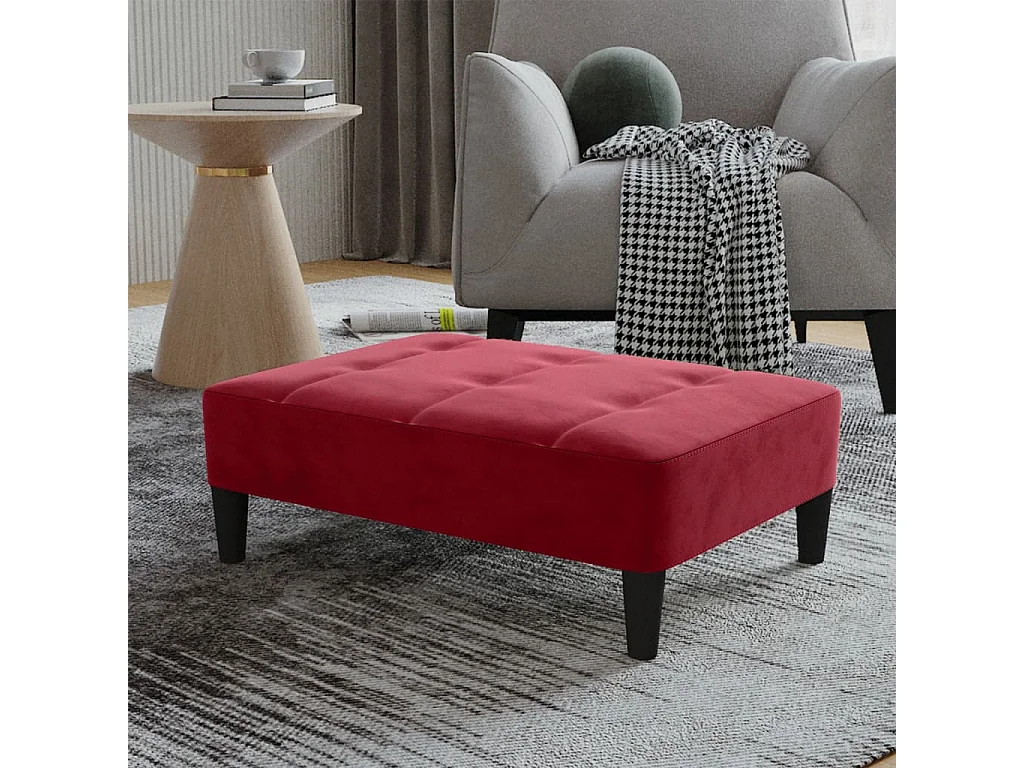 Repose-pied Rouge bordeaux 78x56x32 cm Velours
