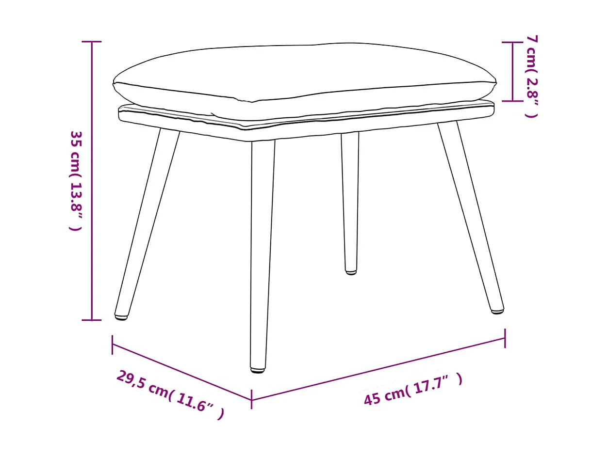 Fußhocker Creme 45x29,5x35 cm Stoff