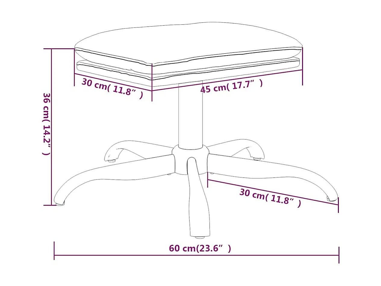 Repose-pied Rouge bordeaux 60x60x36 cm Velours