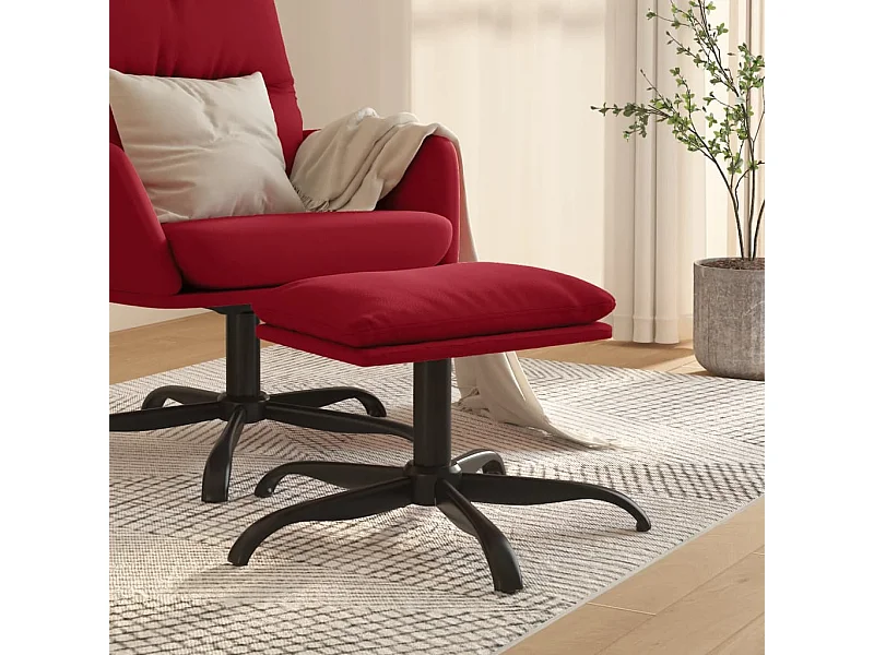 Repose-pied Rouge bordeaux 60x60x36 cm Velours