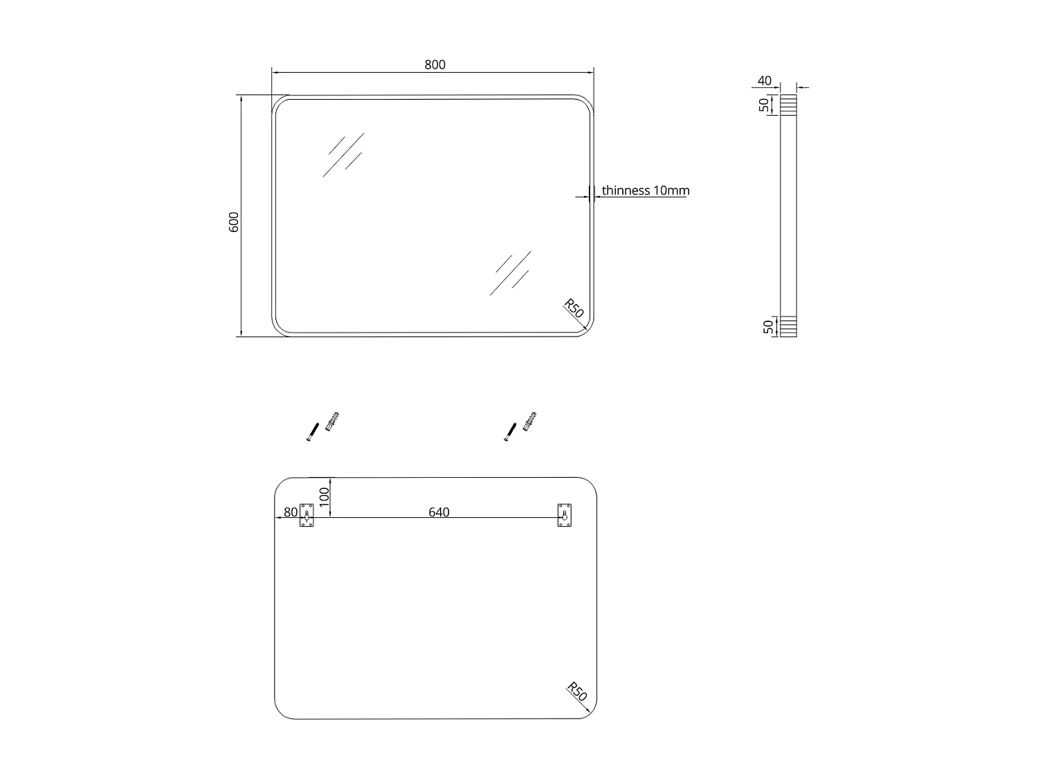Indus Espejo 80x60 negro mate Essebagno