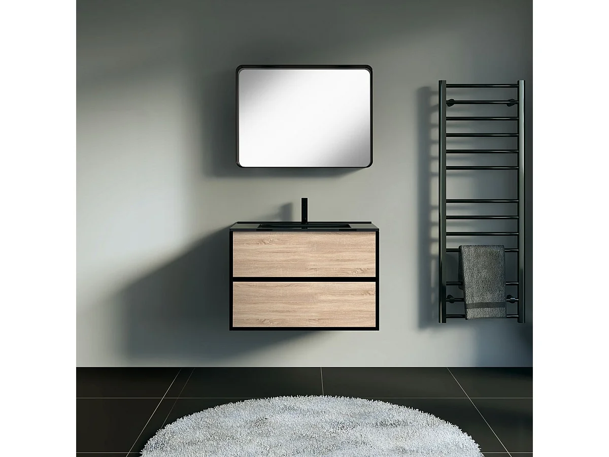 Indus Espelho 80x60 preto mate Essebagno