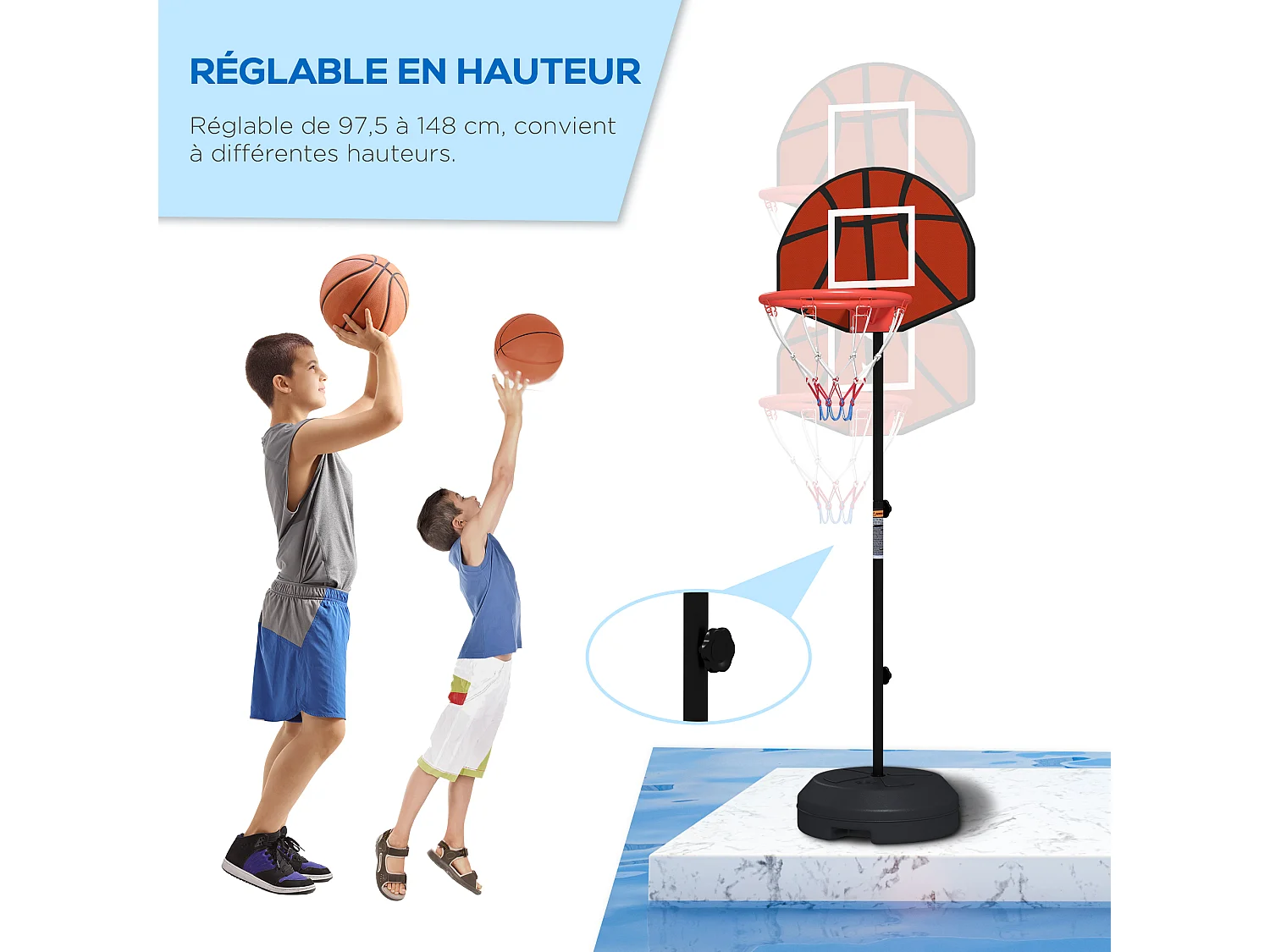 Support panier de basket-ball jeu de 6 fléchettes magnétiques 2 en 1