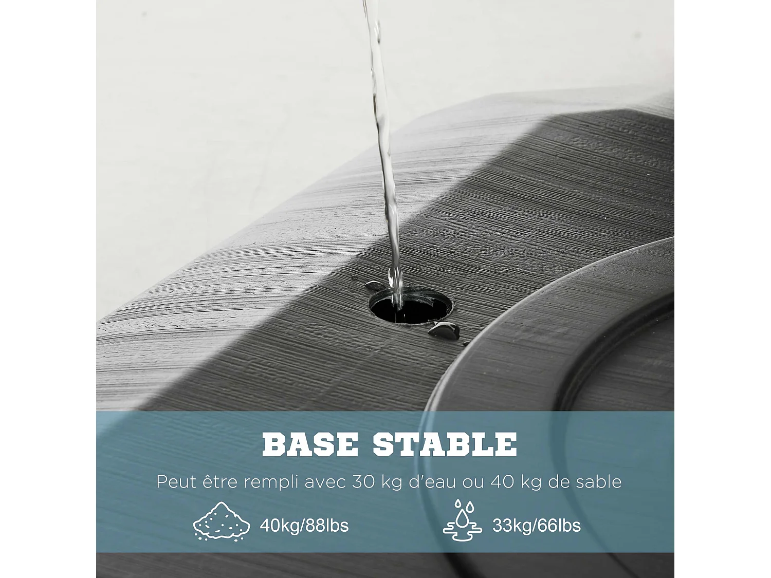 Panier de basket-ball sur pied avec base de lestage sur roulettes hauteur réglable 2,93-3,5 m acier PC noir