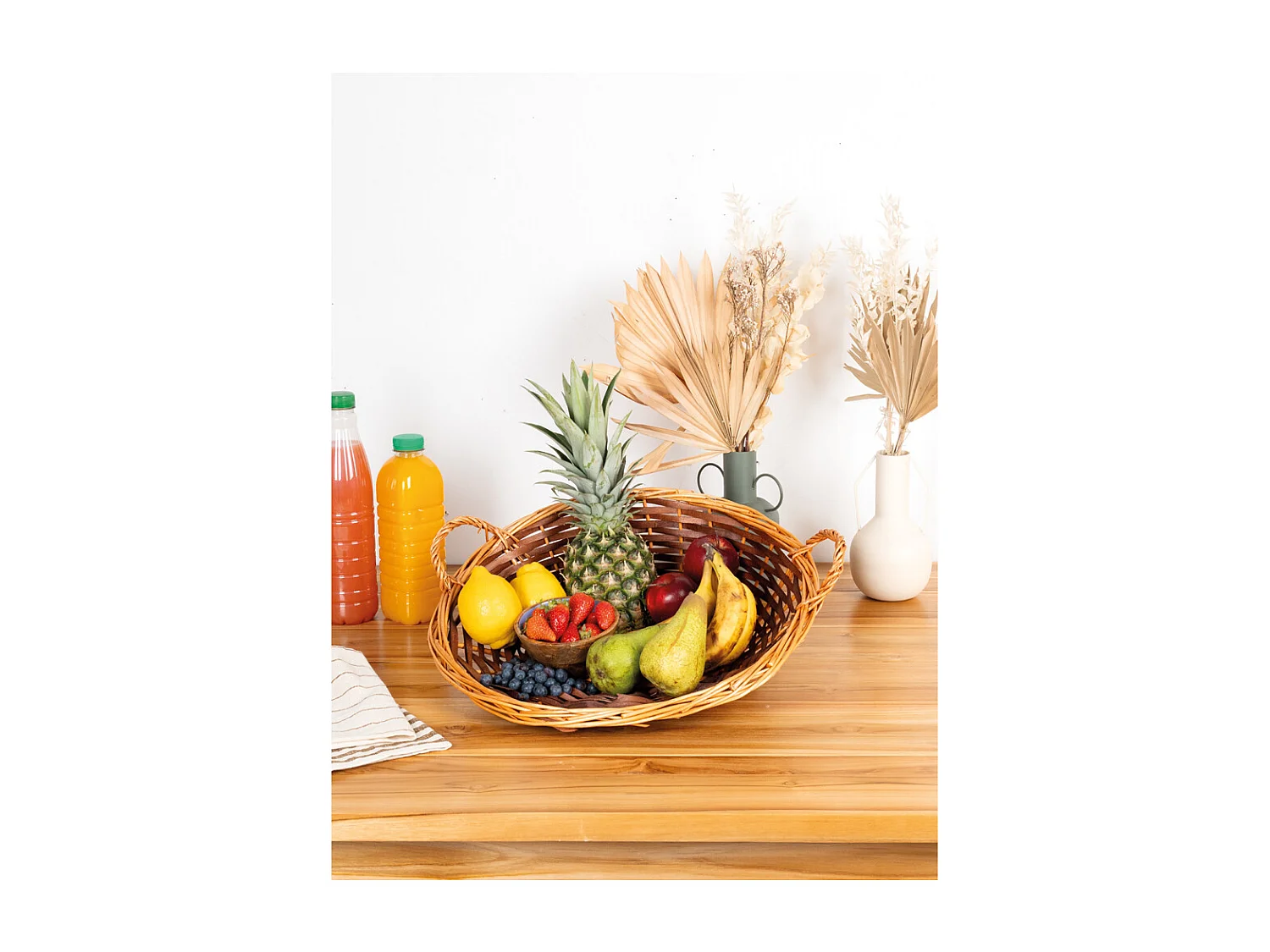 Grande corbeille - Van en osier e bois  2tons