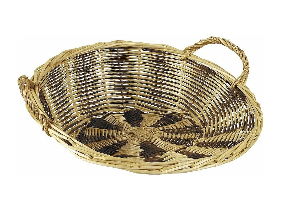 Grande corbeille originale - Van en osier brut et blanc