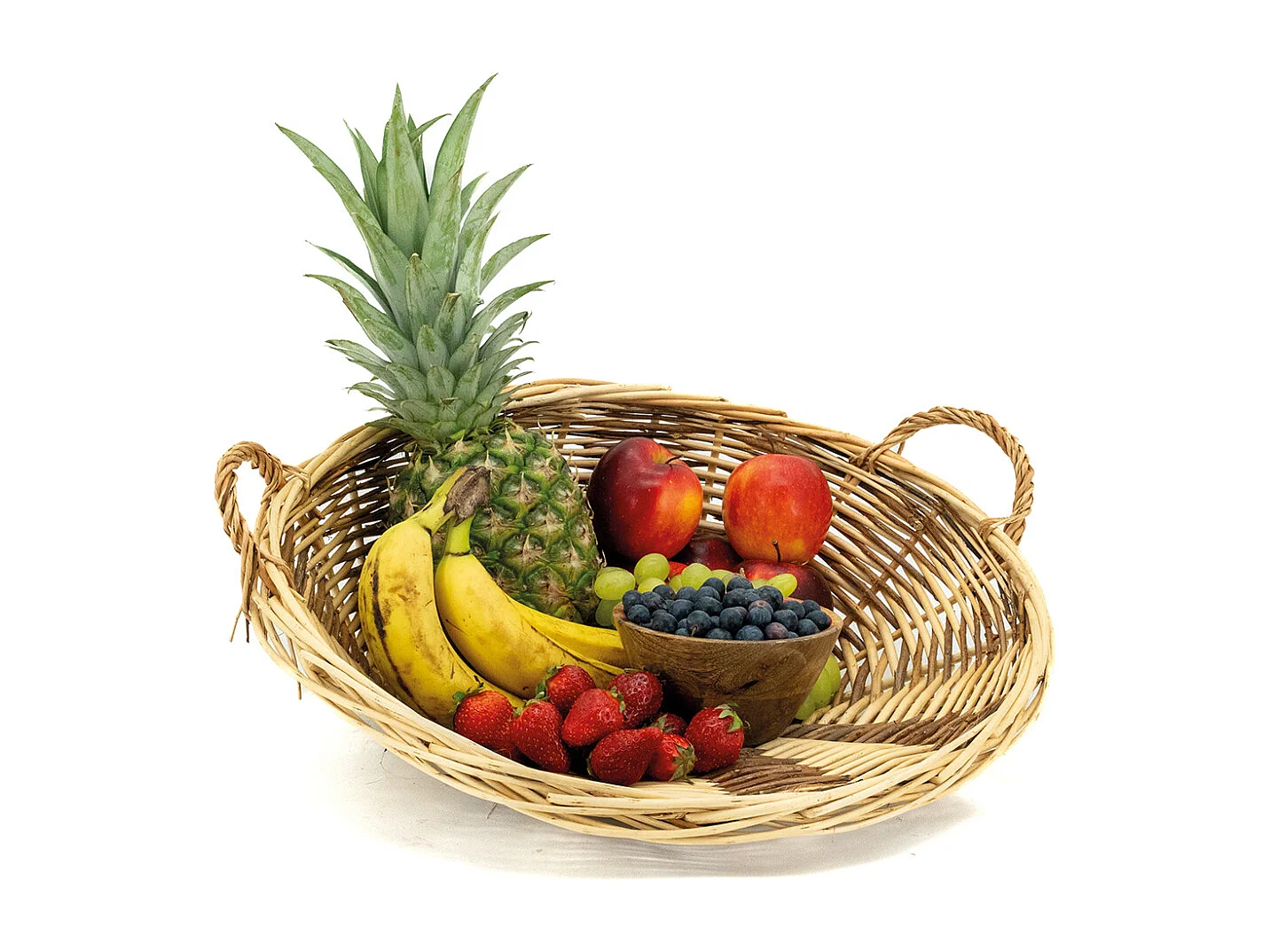 Grande corbeille originale - Van en osier brut et blanc