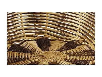 Grande corbeille originale - Van en osier brut et blanc