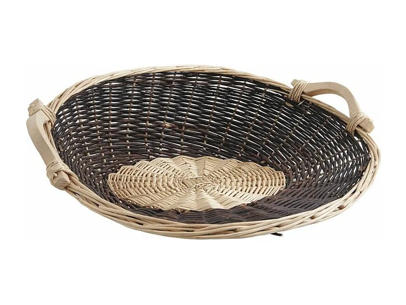 Grande corbeille - Van en osier brut et blanc