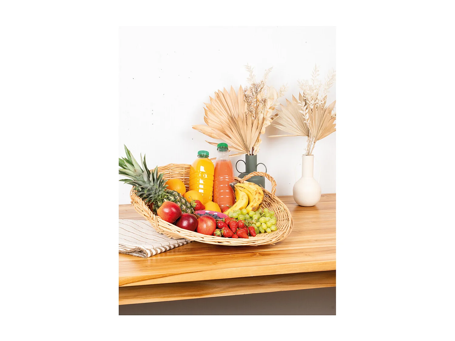 Grande corbeille Van en osier blanc