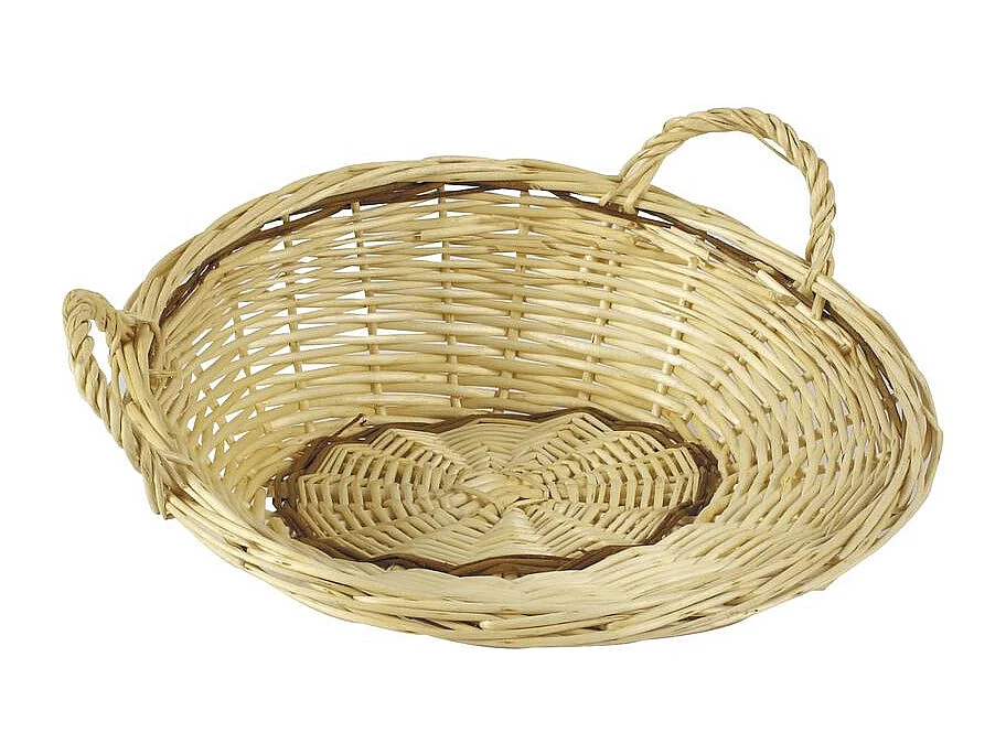 Grande corbeille - Van en osier brut et blanc