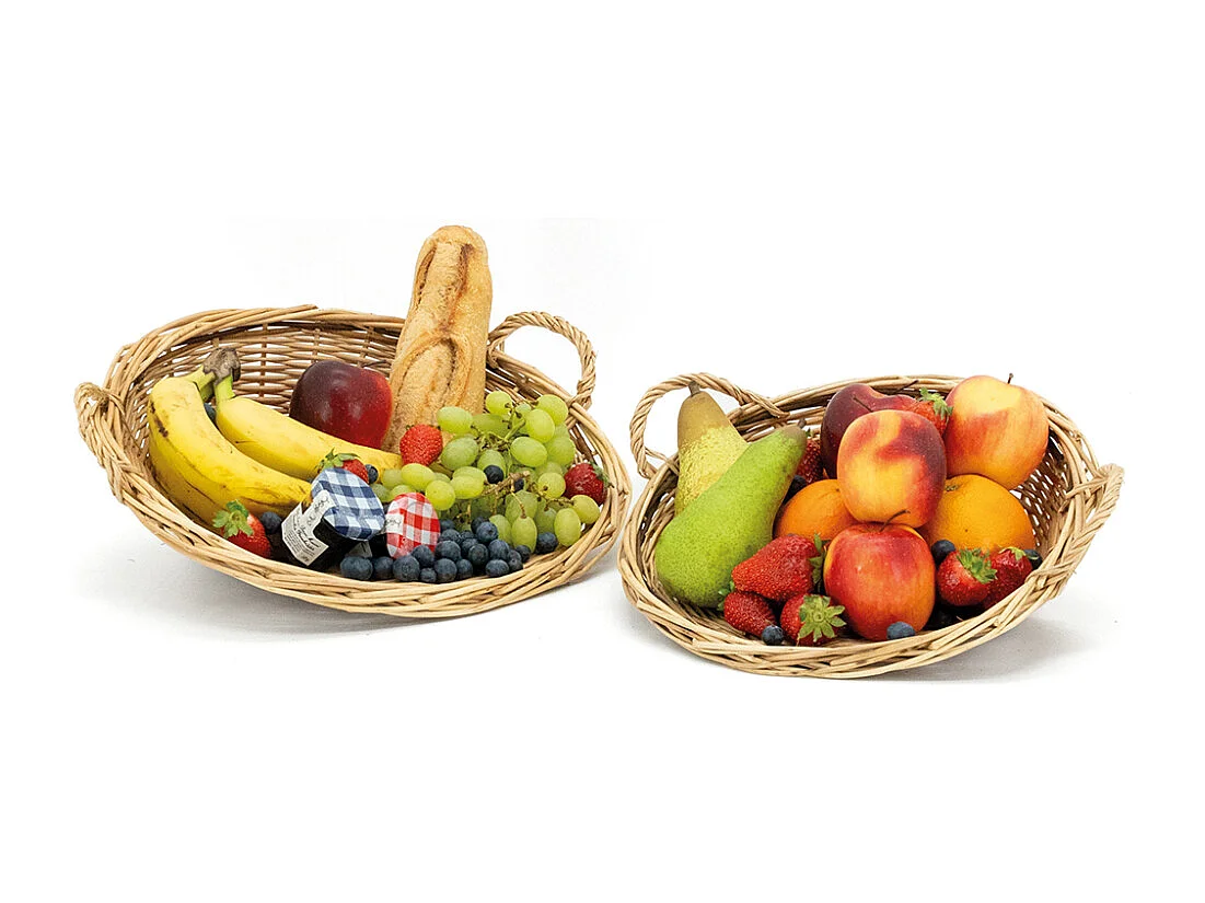 Grande corbeille - Van en osier brut et blanc