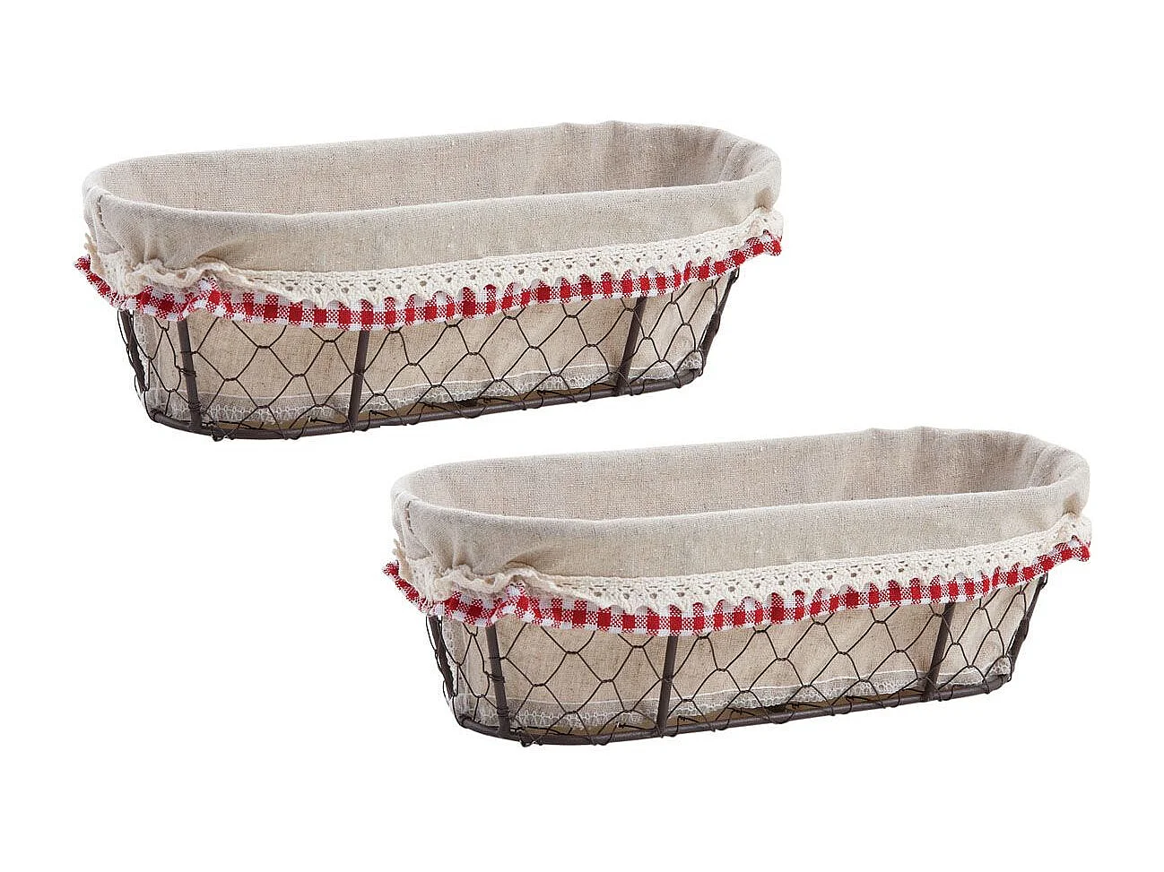 Corbeille grillage et jute Vichy Chic (lot de 2) Lot de 2