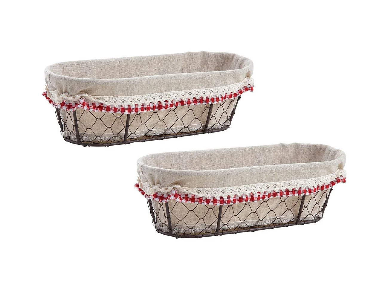 Corbeille grillage et jute Vichy Chic (lot de 2) Lot de 2