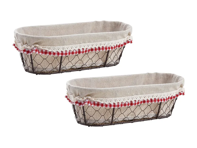 Corbeille grillage et jute Vichy Chic (lot de 2) Lot de 2