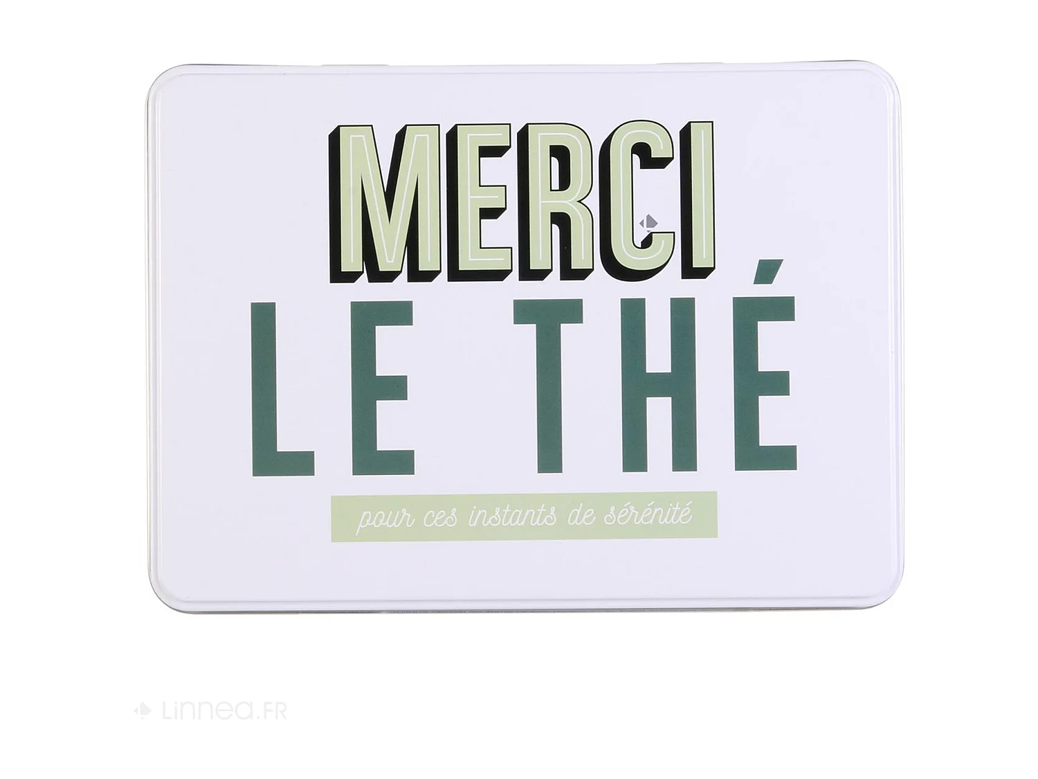 Boite à thé en tinplate "Merci le thé" collection TEA TIME vert