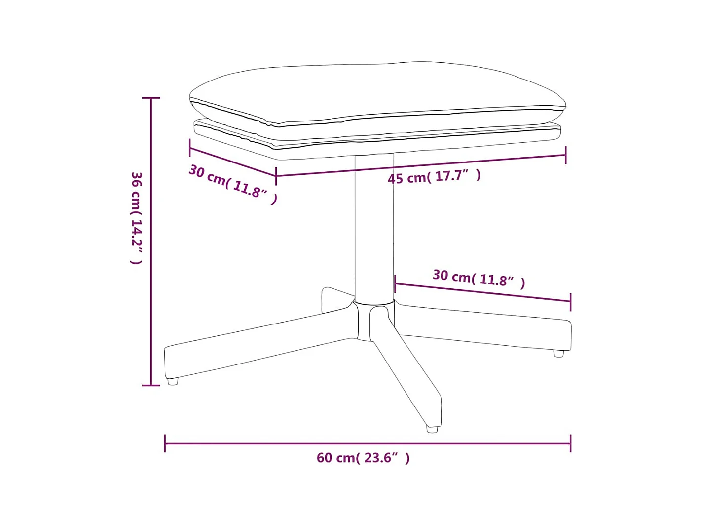 Voetenbank 60x60x36 cm kunstleer rood