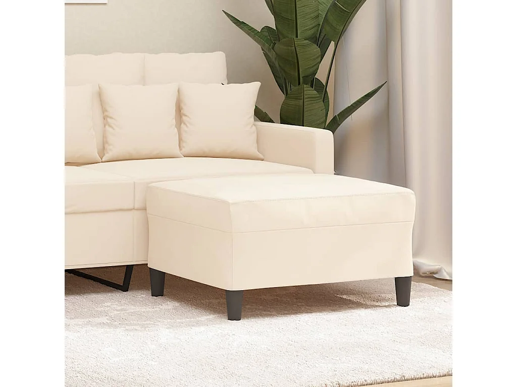 Voetenbank 70x55x41 cm fluweel crèmekleurig