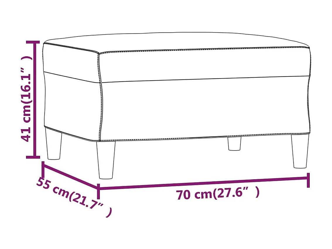 Voetenbank 70x55x41 cm fluweel crèmekleurig