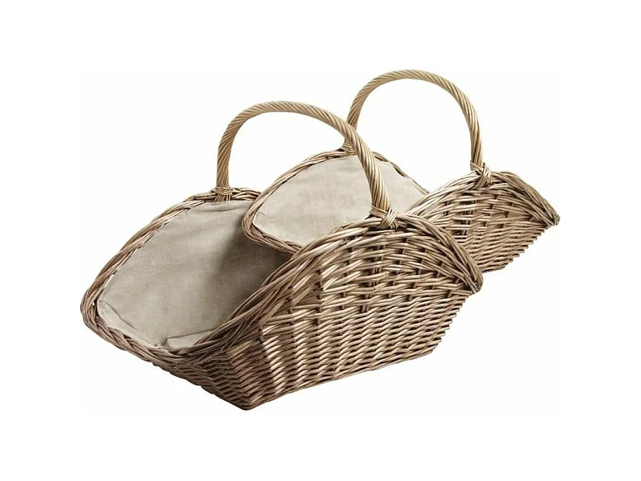 Paniers à bûches en osier vieilli