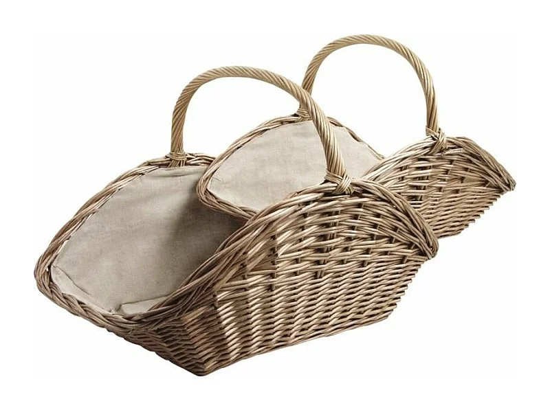 Paniers à bûches en osier vieilli