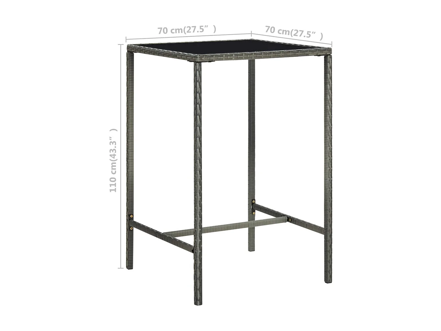 3-delige Tuinbarset met kussens poly rattan grijs