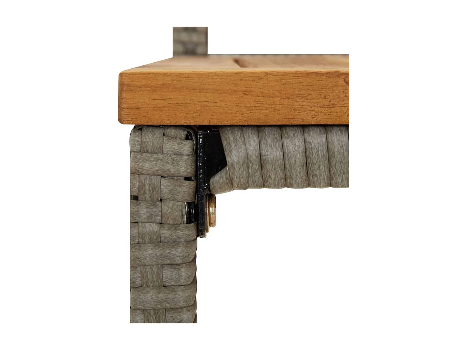 Ensemble de bar jardin 5 pcs gris poly rotin/bois massif acacia